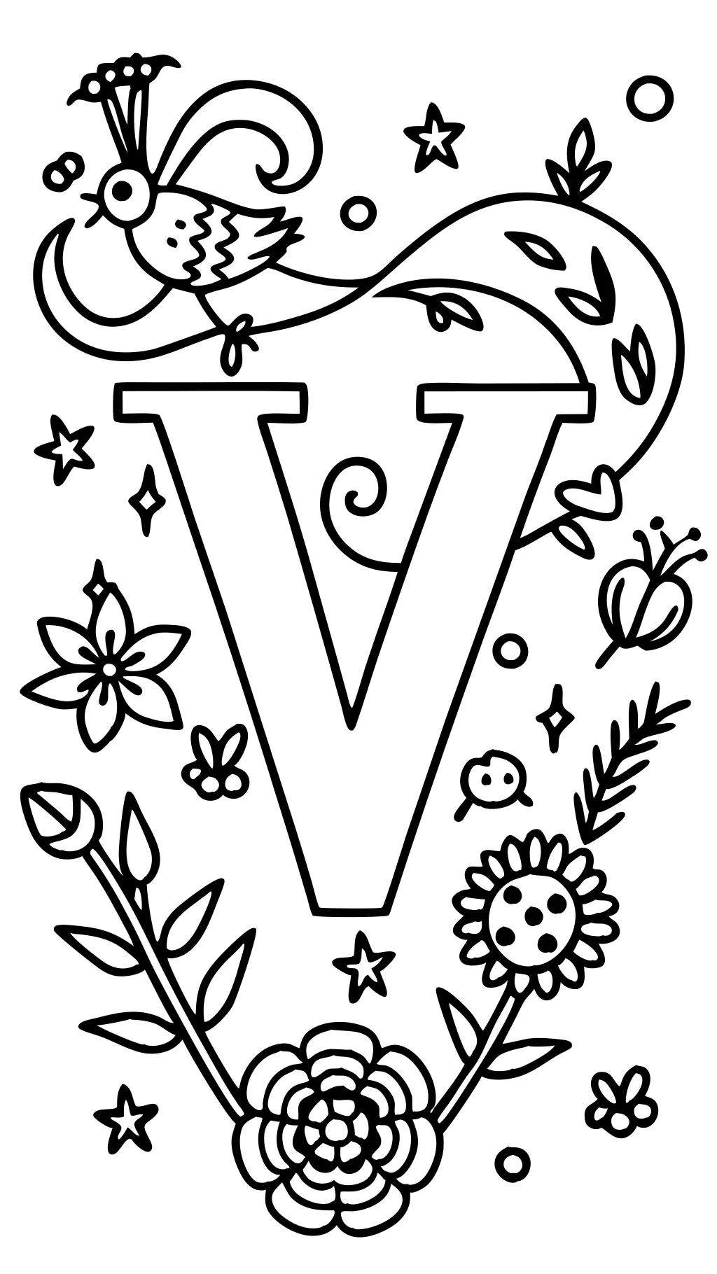 coloring pages letter v